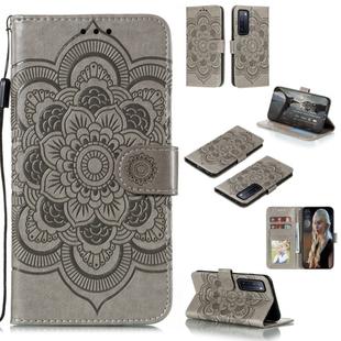 For Huawei nova 7 Mandala Embossing Pattern Horizontal Flip PU Leather Case with Holder & Card Slots & Walle & Lanyard(Grey)