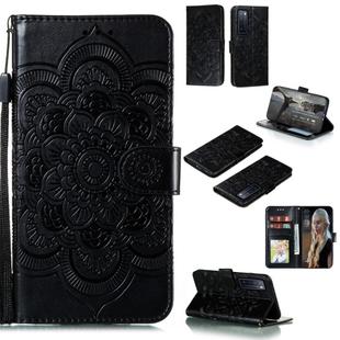 For Huawei nova 7 Mandala Embossing Pattern Horizontal Flip PU Leather Case with Holder & Card Slots & Walle & Lanyard(Black)