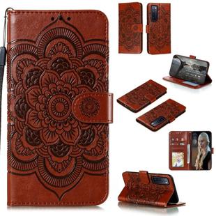 For Huawei nova 7 Mandala Embossing Pattern Horizontal Flip PU Leather Case with Holder & Card Slots & Walle & Lanyard(Brown)