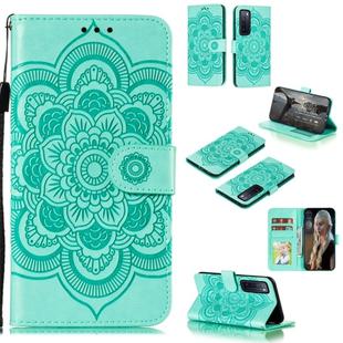For Huawei nova 7 Mandala Embossing Pattern Horizontal Flip PU Leather Case with Holder & Card Slots & Walle & Lanyard(Green)