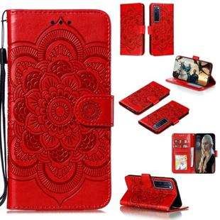 For Huawei nova 7 Pro Mandala Embossing Pattern Horizontal Flip PU Leather Case with Holder & Card Slots & Walle & Lanyard(Red)