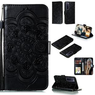 For Huawei nova 7 Pro Mandala Embossing Pattern Horizontal Flip PU Leather Case with Holder & Card Slots & Walle & Lanyard(Black)