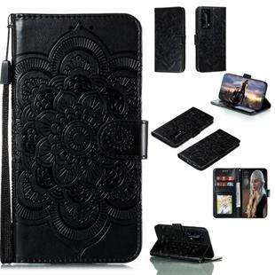For Huawei P40 pro+ Mandala Embossing Pattern Horizontal Flip PU Leather Case with Holder & Card Slots & Walle & Lanyard(Black)