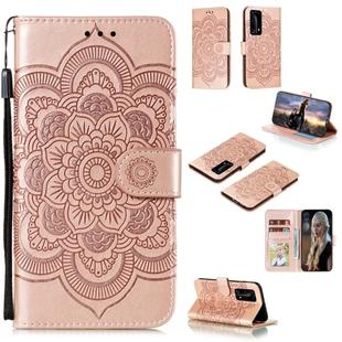 For Huawei P40 pro+ Mandala Embossing Pattern Horizontal Flip PU Leather Case with Holder & Card Slots & Walle & Lanyard(Pink)