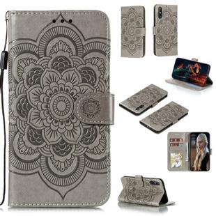 For Huawei Enjoy 10e Mandala Embossing Pattern Horizontal Flip PU Leather Case with Holder & Card Slots & Walle & Lanyard(Grey)