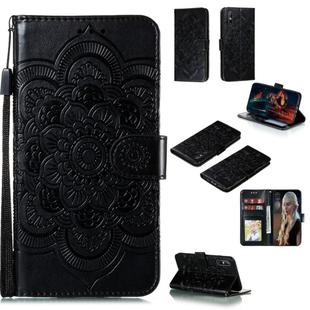 For Huawei Enjoy 10e Mandala Embossing Pattern Horizontal Flip PU Leather Case with Holder & Card Slots & Walle & Lanyard(Black)