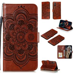 For Huawei Enjoy 10e Mandala Embossing Pattern Horizontal Flip PU Leather Case with Holder & Card Slots & Walle & Lanyard(Brown)