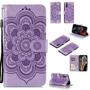 For Huawei Enjoy 10e Mandala Embossing Pattern Horizontal Flip PU Leather Case with Holder & Card Slots & Walle & Lanyard(Purple)