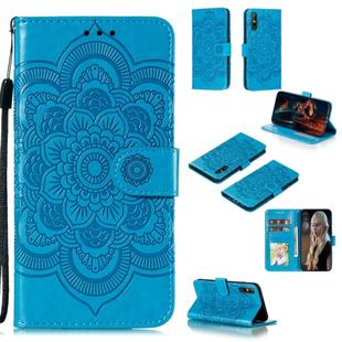 For Huawei Enjoy 10e Mandala Embossing Pattern Horizontal Flip PU Leather Case with Holder & Card Slots & Walle & Lanyard(Blue)