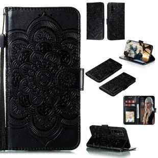 For Huawei Honor 30 Mandala Embossing Pattern Horizontal Flip PU Leather Case with Holder & Card Slots & Walle & Lanyard(Black)