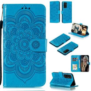 For Huawei Honor 30 Mandala Embossing Pattern Horizontal Flip PU Leather Case with Holder & Card Slots & Walle & Lanyard(Blue)