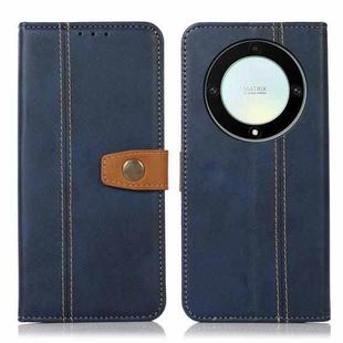 For Honor X9a 4G Stitching Thread Calf Texture Leather Phone Case(Blue)