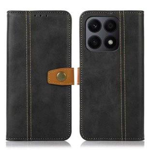 For Honor X8a 4G Stitching Thread Calf Texture Leather Phone Case(Black)