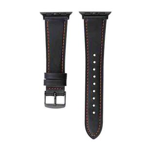 Crazy Horse Genuine Leather Watch Band For Apple Watch Series 8&7 41mm / SE 2&6&SE&5&4 40mm / 3&2&1 38mm(Brown Sewing Black)