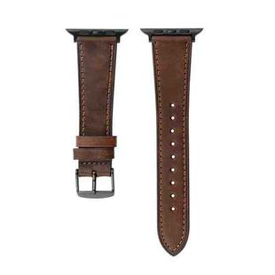 Crazy Horse Genuine Leather Watch Band For Apple Watch Ultra 49mm / Series 8&7 45mm / SE 2&6&SE&5&4 44mm / 3&2&1 42mm(Chestnut)