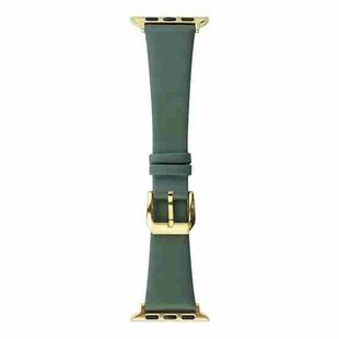 Silk Leather Watch Band For Apple Watch Ultra 49mm / Series 8&7 45mm / SE 2&6&SE&5&4 44mm / 3&2&1 42mm(Pine Green)