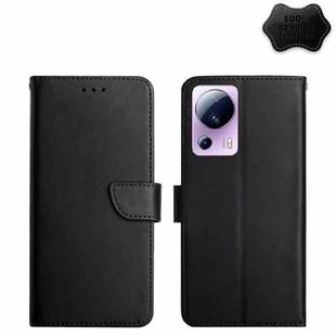 For Xiaomi 13 Lite Genuine Leather Fingerprint-proof Flip Phone Case(Black)
