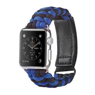 Paracord Plain Weave Hook And Loop Fastener Nylon Watch Band For Apple Watch Ultra 49mm / Series 8&7 45mm / SE 2&6&SE&5&4 44mm / 3&2&1 42mm(Blue)