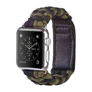 Paracord Plain Weave Hook And Loop Fastener Nylon Watch Band For Apple Watch Ultra 49mm / Series 8&7 45mm / SE 2&6&SE&5&4 44mm / 3&2&1 42mm(Green)