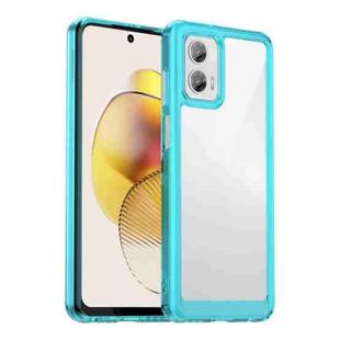 For Motorola Moto G73 Colorful Series Acrylic + TPU Phone Case(Transparent Blue)