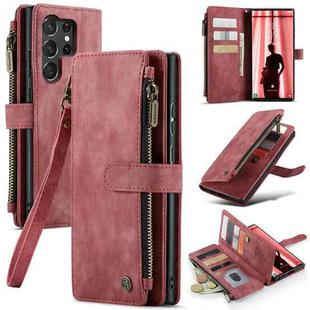 For Samsung Galaxy S23 Ultra 5G CaseMe C30 Multifunctional Leather Phone Case(Red)