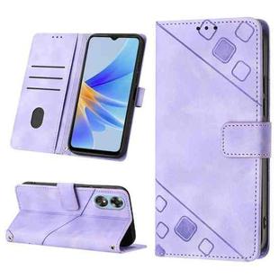 For OPPO A17 Skin-feel Embossed Leather Phone Case(Light Purple)