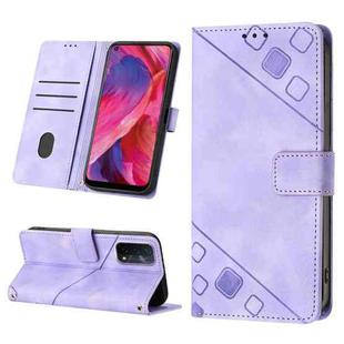 For OPPO A54 5G / A74 5G / A93 5G Skin-feel Embossed Leather Phone Case(Light Purple)