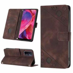 For OPPO A54 5G / A74 5G / A93 5G Skin-feel Embossed Leather Phone Case(Brown)