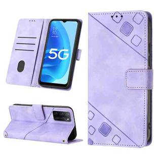 For OPPO A55s 5G Skin-feel Embossed Leather Phone Case(Light Purple)