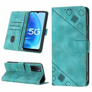 For OPPO A55s 5G Skin-feel Embossed Leather Phone Case(Green)