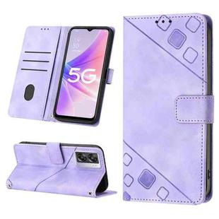 For OPPO A57 5G 2022 / 4G Skin-feel Embossed Leather Phone Case(Light Purple)