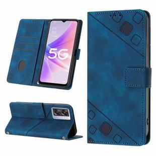 For OPPO A57 5G 2022 / 4G Skin-feel Embossed Leather Phone Case(Blue)
