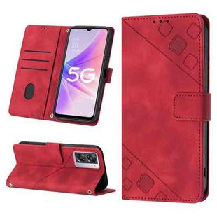 For OPPO A57 5G 2022 / 4G Skin-feel Embossed Leather Phone Case(Red)