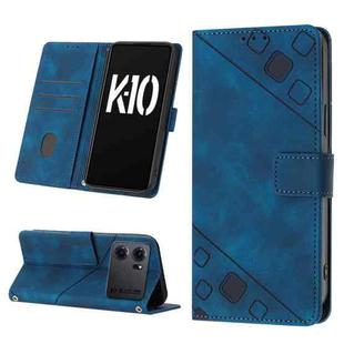 For OPPO K10 5G Skin-feel Embossed Leather Phone Case(Blue)