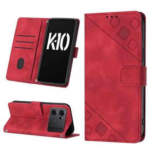 For OPPO K10 5G Skin-feel Embossed Leather Phone Case(Red)