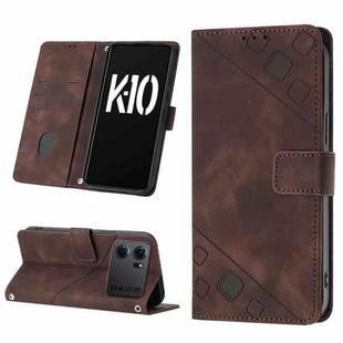 For OPPO K10 5G Skin-feel Embossed Leather Phone Case(Brown)
