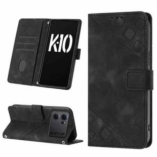 For OPPO K10 5G Skin-feel Embossed Leather Phone Case(Black)