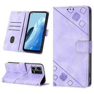 For OPPO Reno7 4G / F21 Pro Skin-feel Embossed Leather Phone Case(Light Purple)