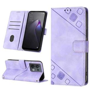 For OPPO Reno8 5G Skin-feel Embossed Leather Phone Case(Light Purple)