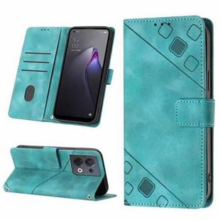 For OPPO Reno8 5G Skin-feel Embossed Leather Phone Case(Green)