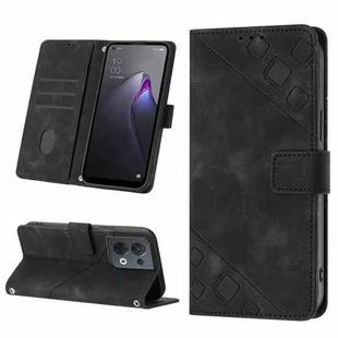 For OPPO Reno8 5G Skin-feel Embossed Leather Phone Case(Black)