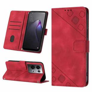For OPPO Reno8 Pro 5G Skin-feel Embossed Leather Phone Case(Red)
