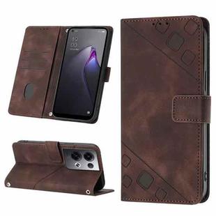 For OPPO Reno8 Pro 5G Skin-feel Embossed Leather Phone Case(Brown)