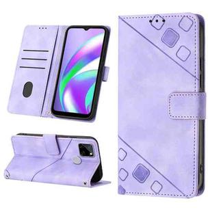 For Realme C12 / C15 / C25 / C25s Skin-feel Embossed Leather Phone Case(Light Purple)