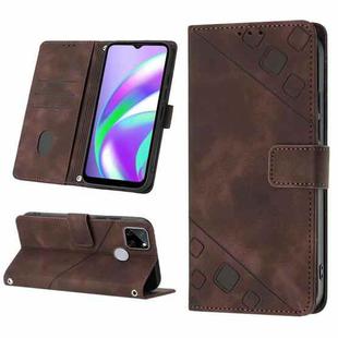 For Realme C12 / C15 / C25 / C25s Skin-feel Embossed Leather Phone Case(Brown)