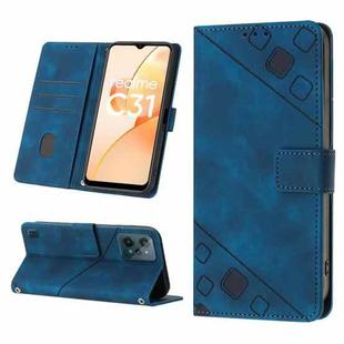For Realme C31 4G Skin-feel Embossed Leather Phone Case(Blue)
