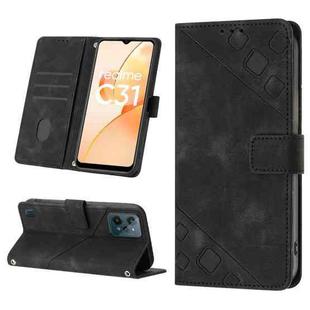 For Realme C31 4G Skin-feel Embossed Leather Phone Case(Black)