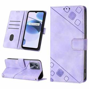 For Realme C35 Skin-feel Embossed Leather Phone Case(Light Purple)