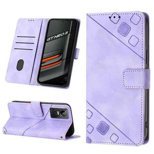 For Realme GT Neo3 Skin-feel Embossed Leather Phone Case(Light Purple)