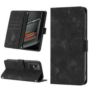 For Realme GT Neo3 Skin-feel Embossed Leather Phone Case(Black)